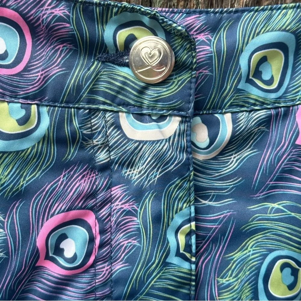 DAILY SPORTS Golf Skort Skirt Womens Size 4 Blue Peacock Feather Athletic Travel